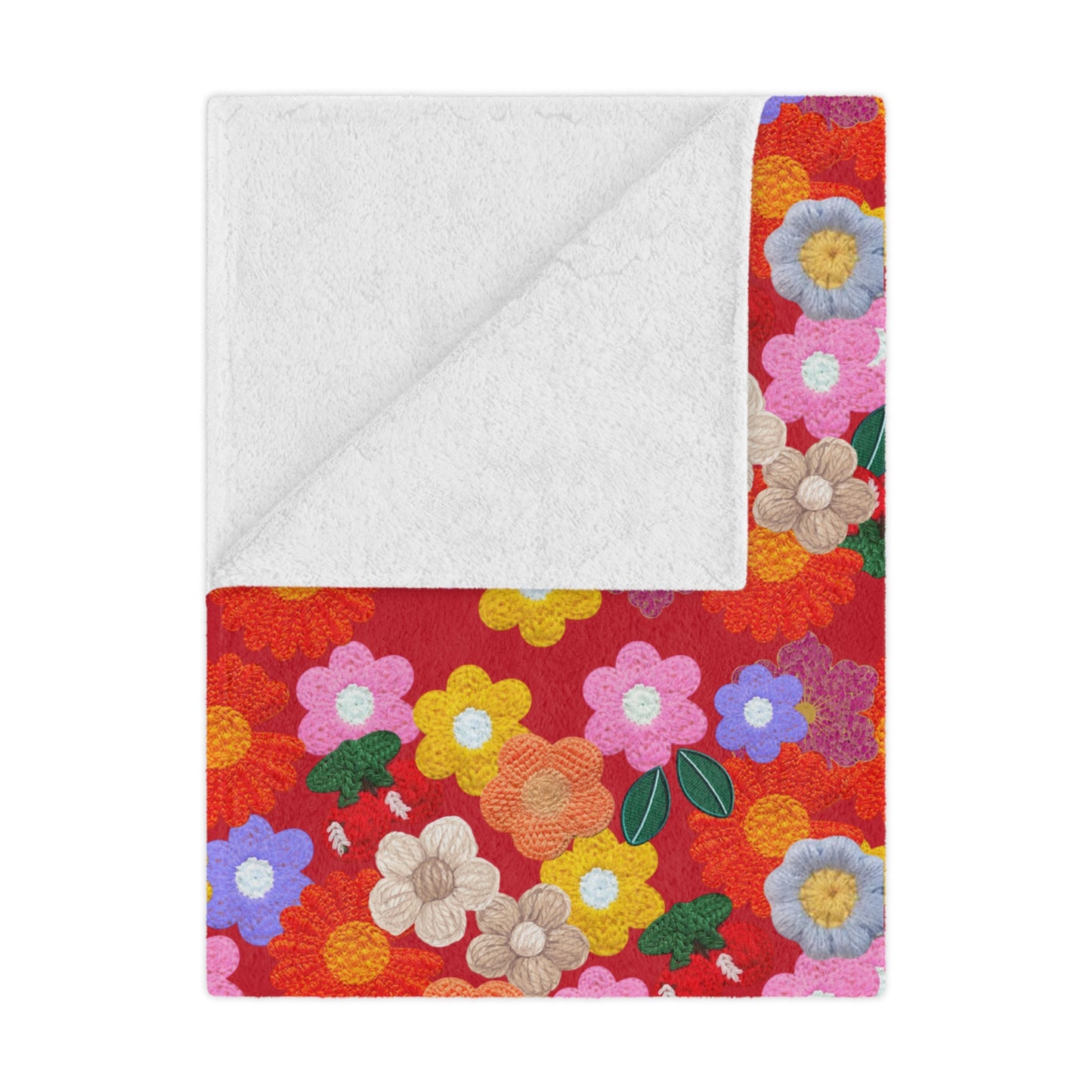 Floral Fiesta Minky Blanket — Bright Retro Flower Pattern, Cozy Throw for Living Room & Kids