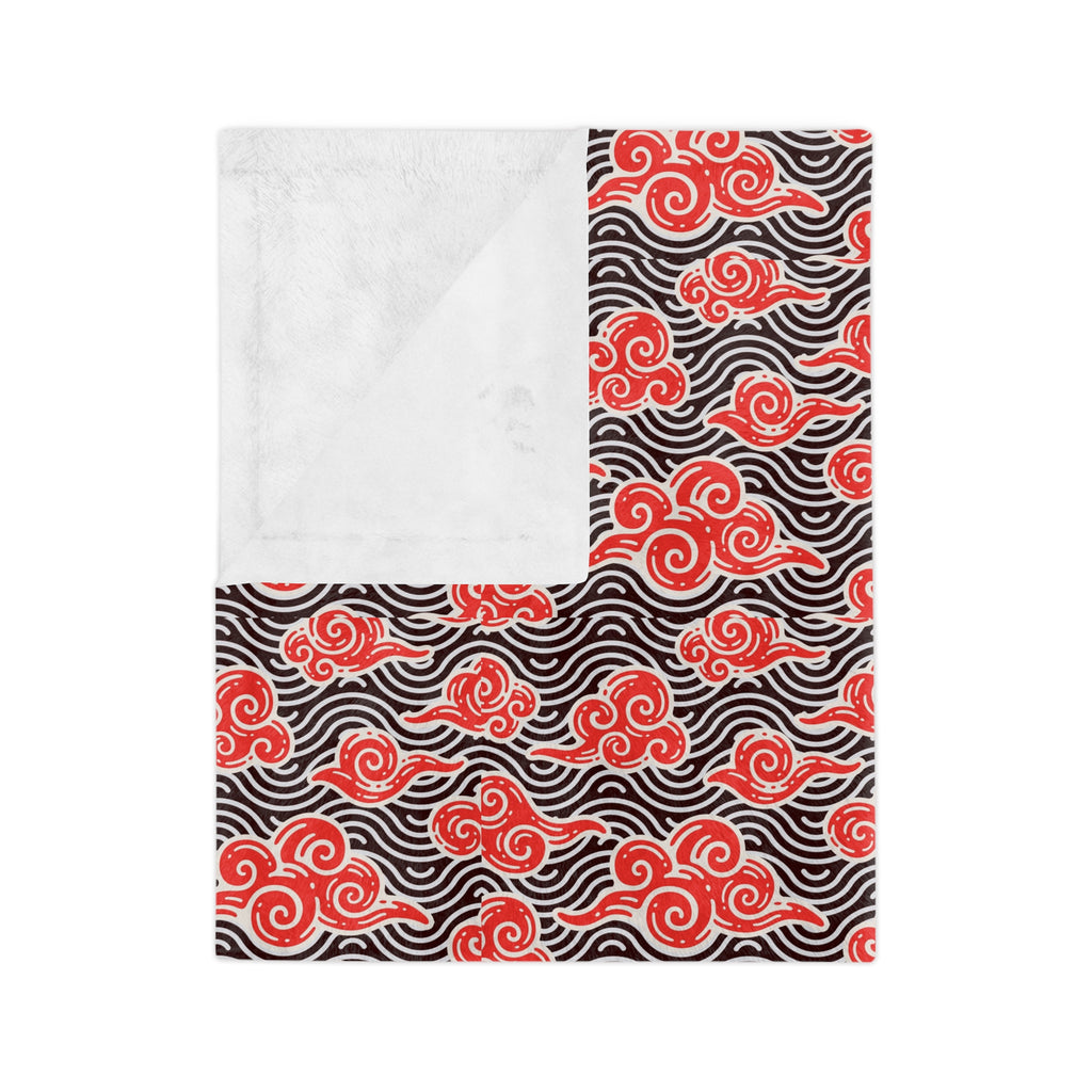 Red Cloud Swirl Velveteen Blanket — Plush Microfiber Throw Printify
