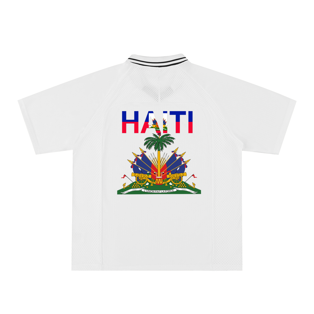 Unisex V-Neck Soccer Jersey Featuring Haiti-Inspired Flag Stripes