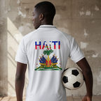 Unisex V-Neck Soccer Jersey Featuring Haiti-Inspired Flag Stripes