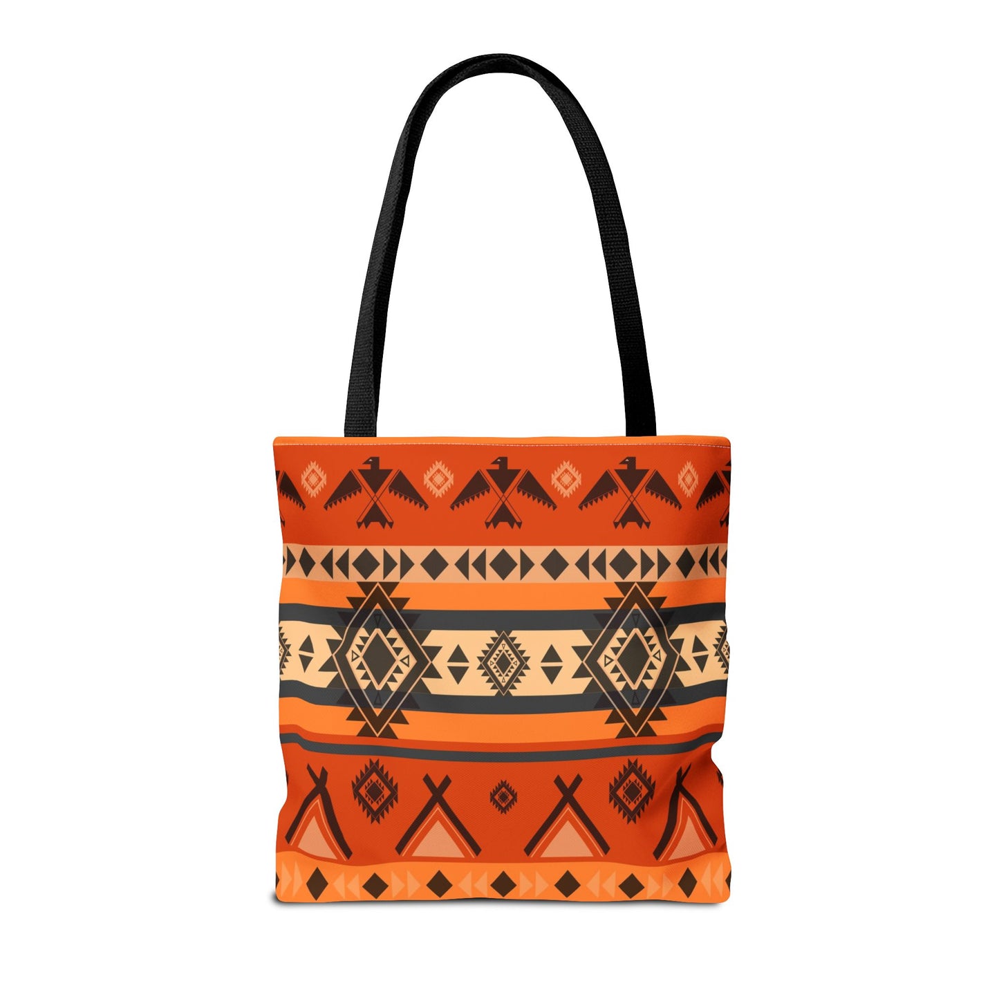 Southwestern Aztec Pattern Tote Bag — Orange Tribal All-Over Print
