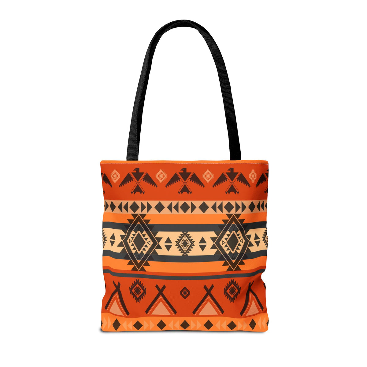 Southwestern Aztec Pattern Tote Bag — Orange Tribal All-Over Print