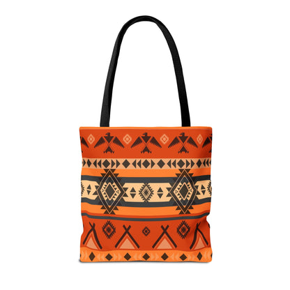 Southwestern Aztec Pattern Tote Bag — Orange Tribal All-Over Print