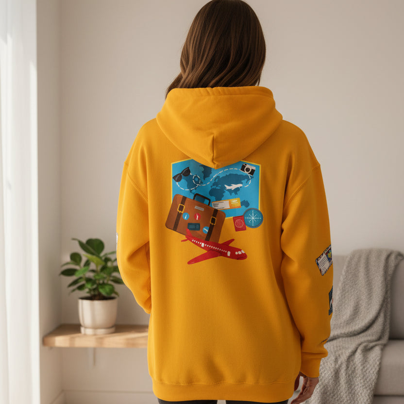 Unisex Travel Lover Graphic Pullover, Vacation Mode Graphic Hoodie