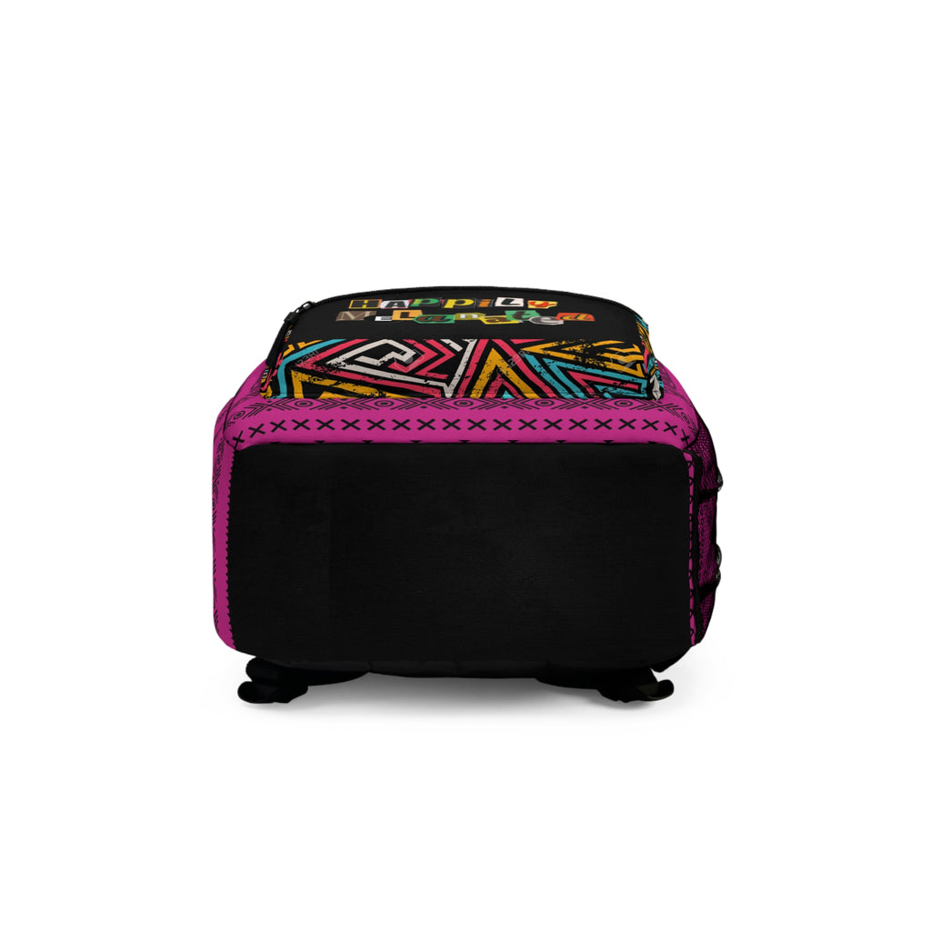 Boho Afro Music Backpack, Music Lover Bag, Cartoon Print Rucksack Printify