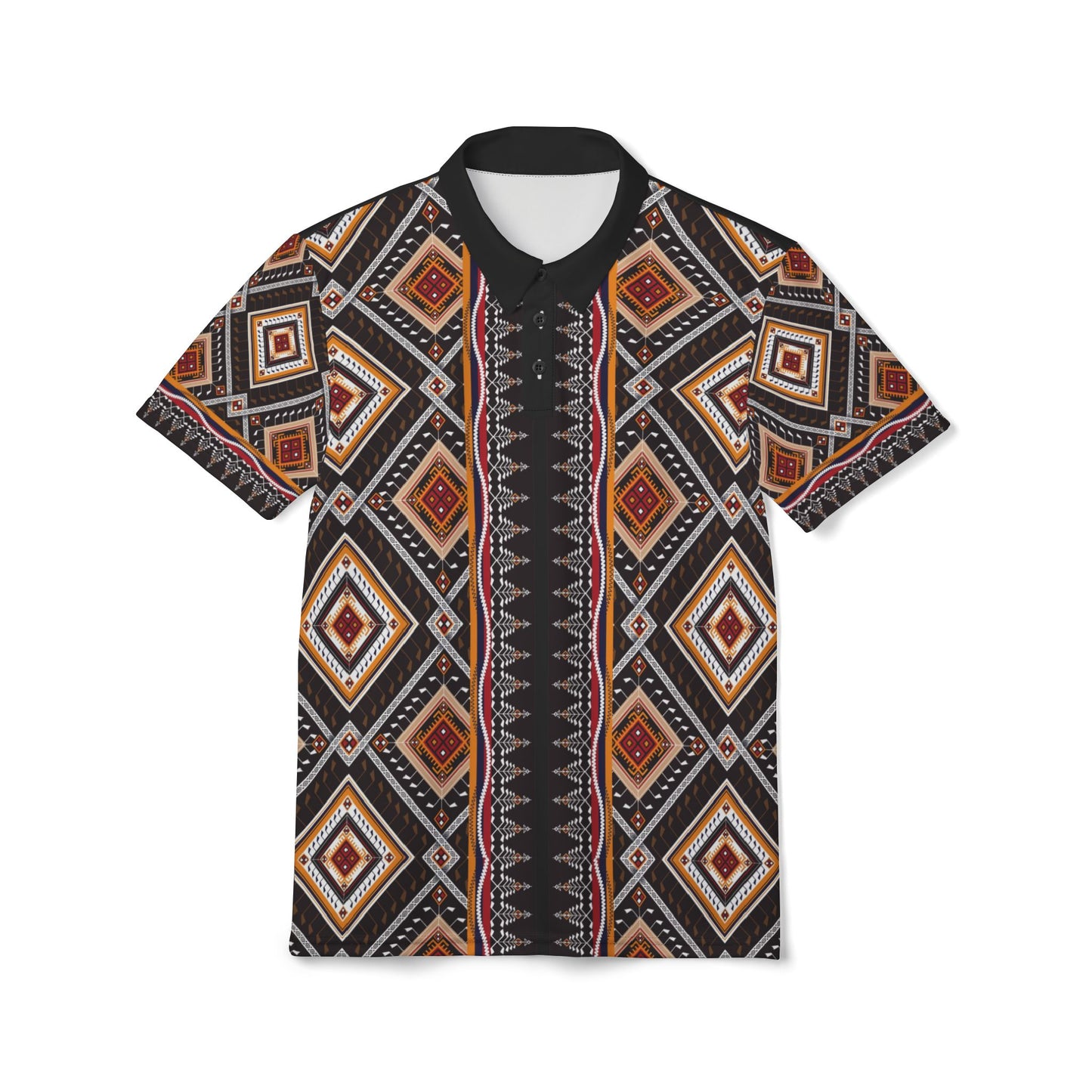 Tribal Diamond Pattern Polo Shirt