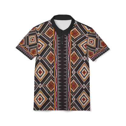 Tribal Diamond Pattern Polo Shirt