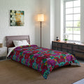 Floral Bohemian Comforter — Vibrant Red & Teal Patterned Bedding Printify