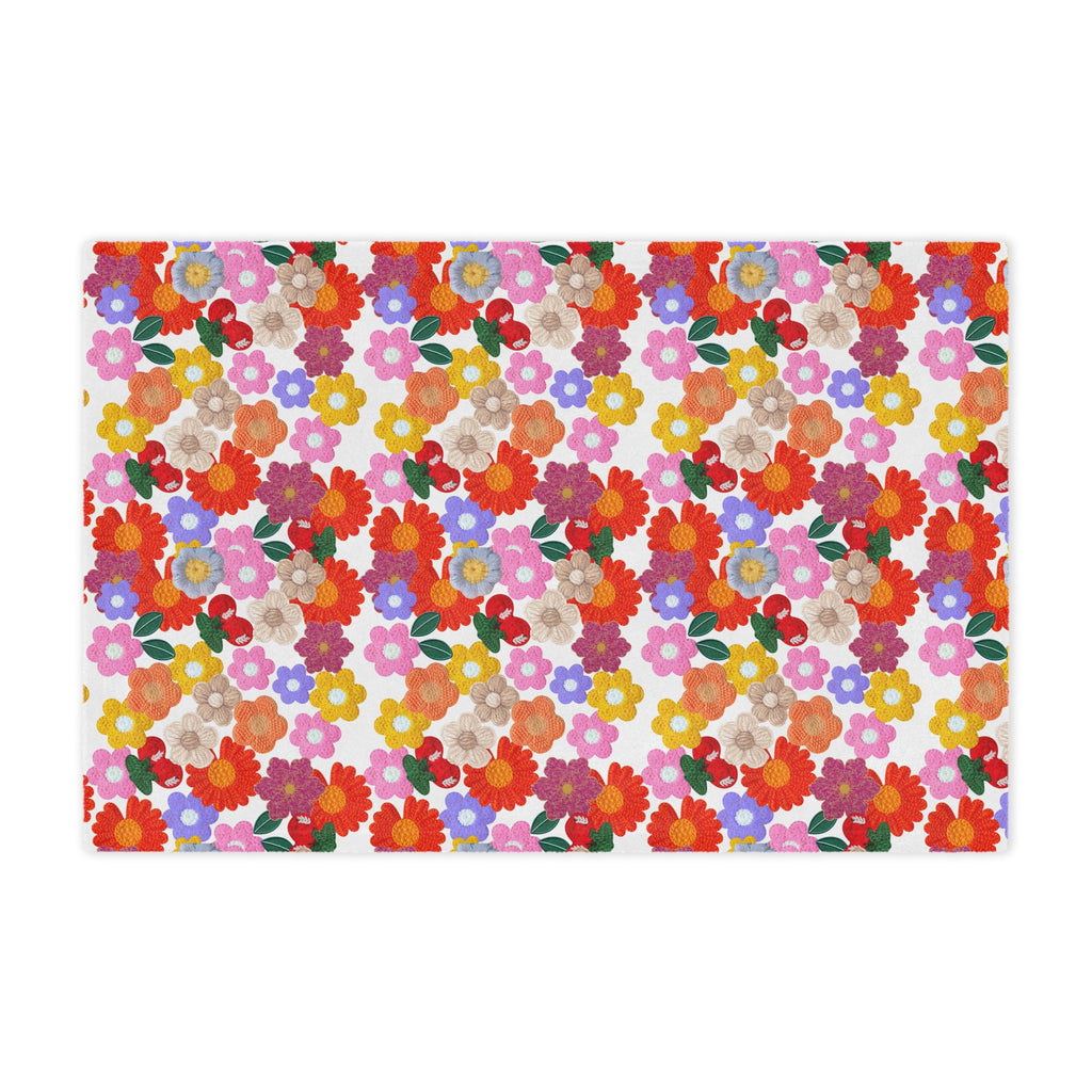 Floral Fiesta Minky Blanket — Bright Retro Flower Pattern, Cozy Throw for Living Room & Kids Printify