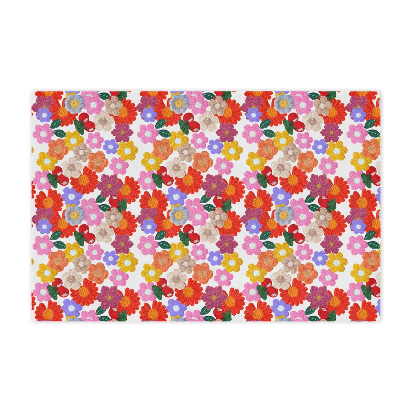 Floral Fiesta Minky Blanket — Bright Retro Flower Pattern, Cozy Throw for Living Room & Kids