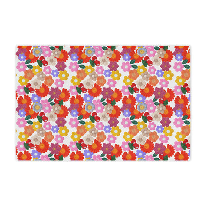 Floral Fiesta Minky Blanket — Bright Retro Flower Pattern, Cozy Throw for Living Room & Kids