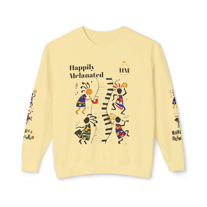 Hand-Drawn Afro Music Graphic Sweatshirt - Unisex Lightweight Crewneck
