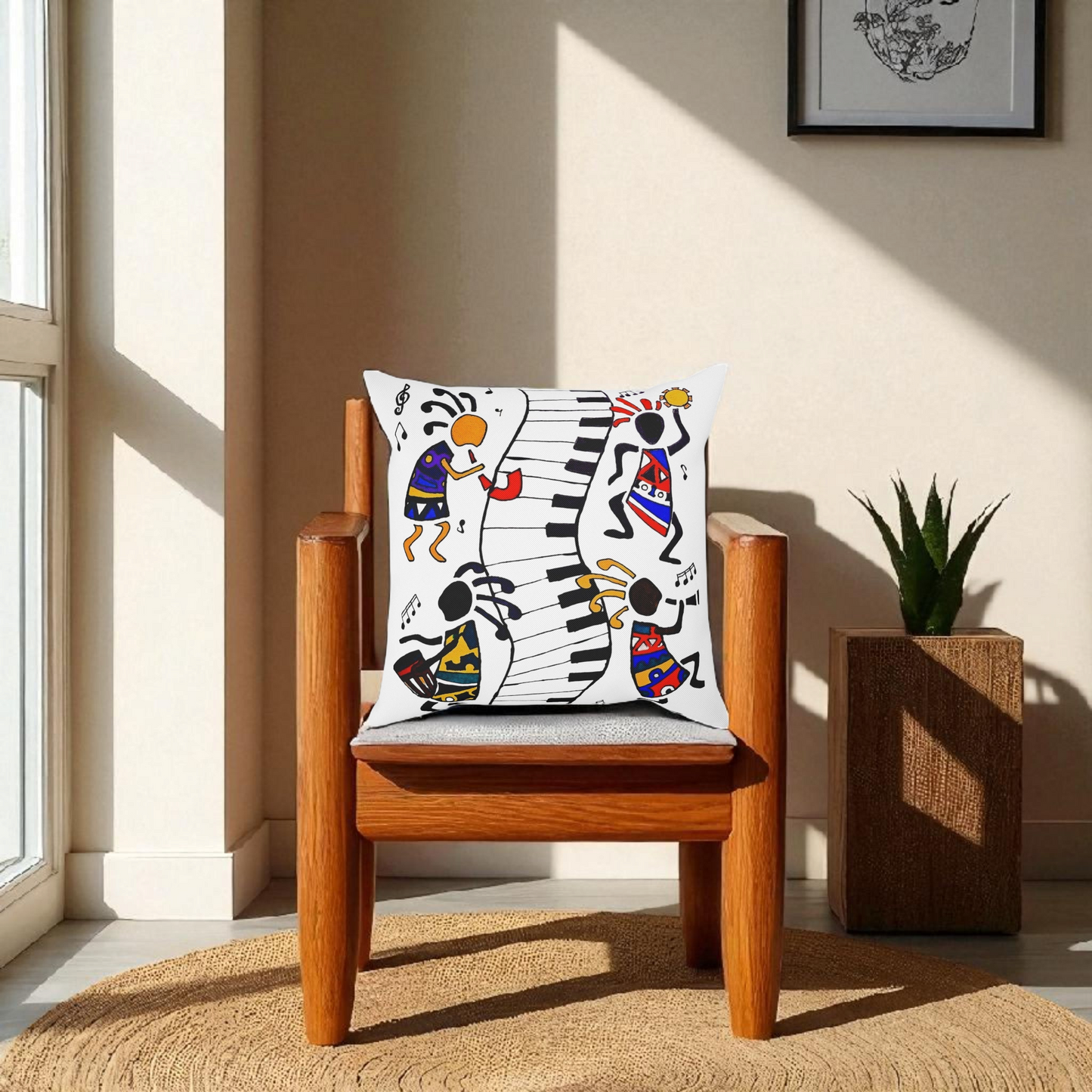 Musical Vibrations Cushion - Colorful Art for Home Decor