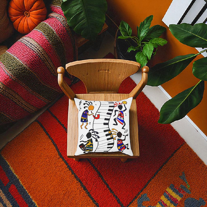 Musical Vibrations Cushion - Colorful Art for Home Decor