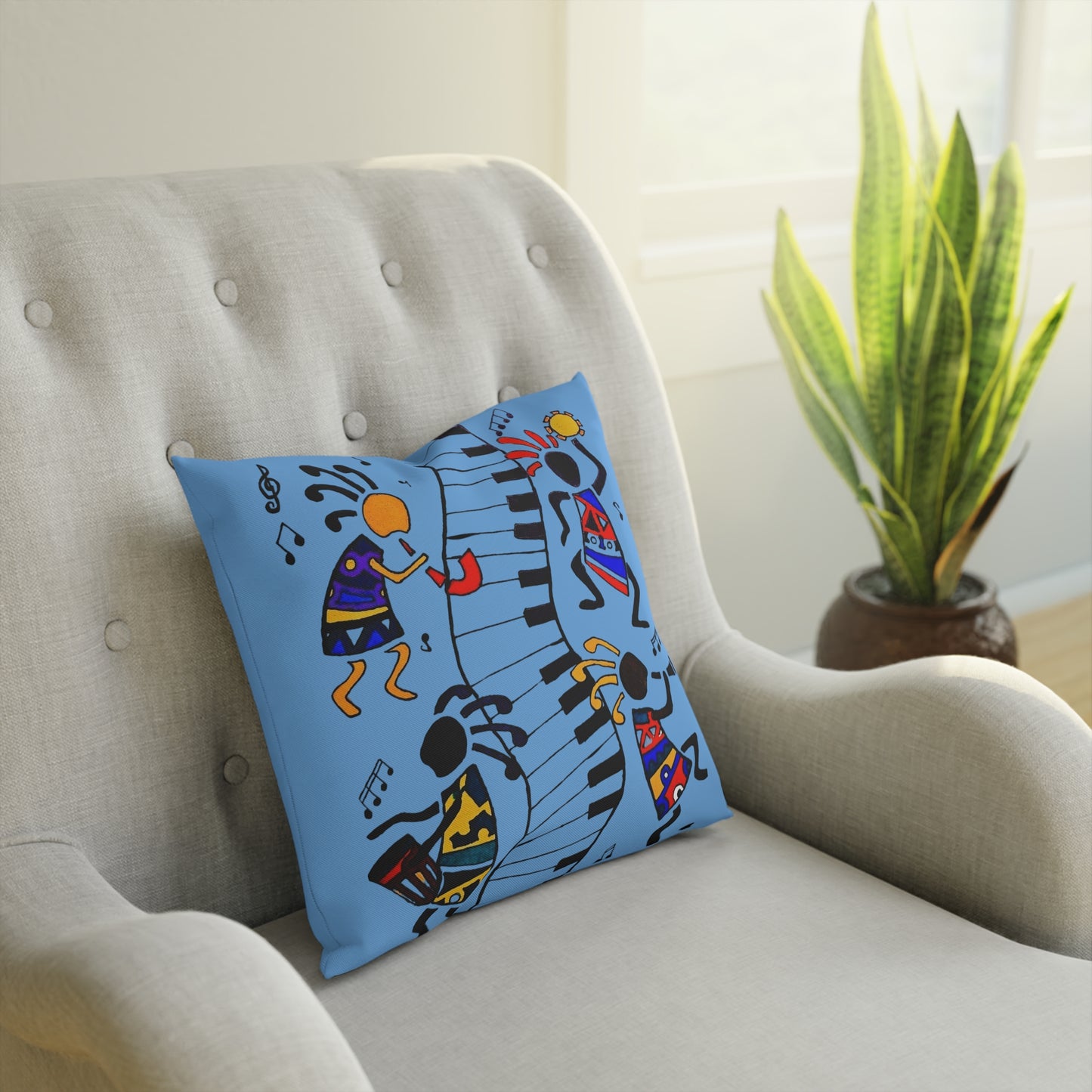 Musical Vibrations Cushion - Colorful Art for Home Decor
