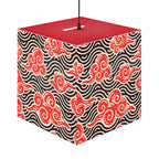 Japanese Wave Cube Lamp — Red Kumo Pattern Light Printify