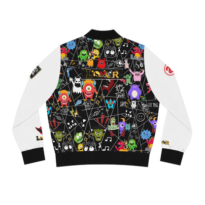 Monster Themed Cartoon Colorful Graphic Women's Jacket, Trendy Outerwear