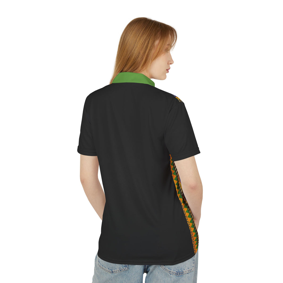 African Kente Stripe Polo Shirt — Vibrant Cultural Print Golf Polo Printify