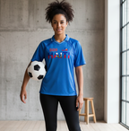 Unisex V-Neck Soccer Jersey Featuring Haiti-Inspired Flag Stripes