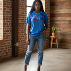 Unisex V-Neck Soccer Jersey Featuring Haiti-Inspired Flag Stripes