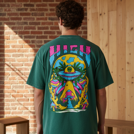 Graphic Alien Art Unisex Snow Washed Oversized Cotton T-Shirt