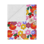 Floral Fiesta Minky Blanket — Bright Retro Flower Pattern, Cozy Throw for Living Room & Kids Printify