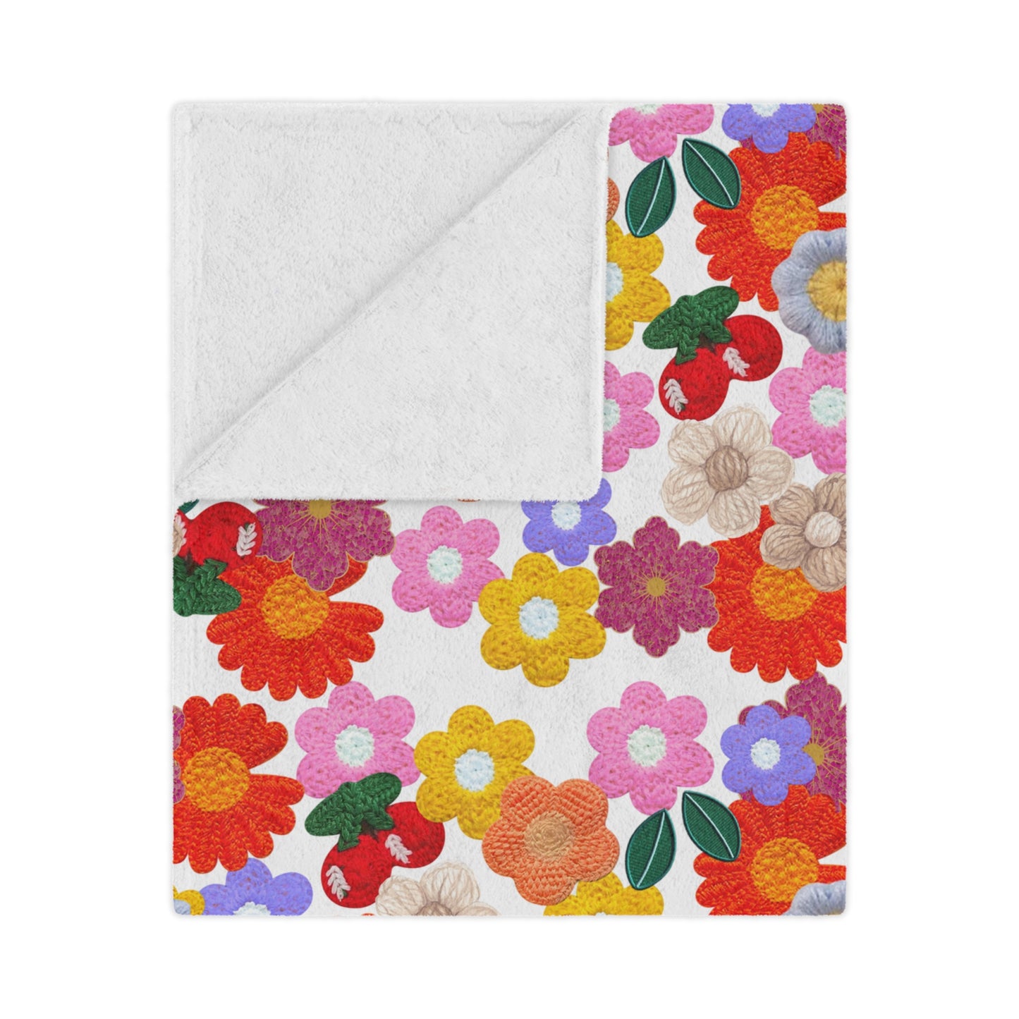 Floral Fiesta Minky Blanket — Bright Retro Flower Pattern, Cozy Throw for Living Room & Kids