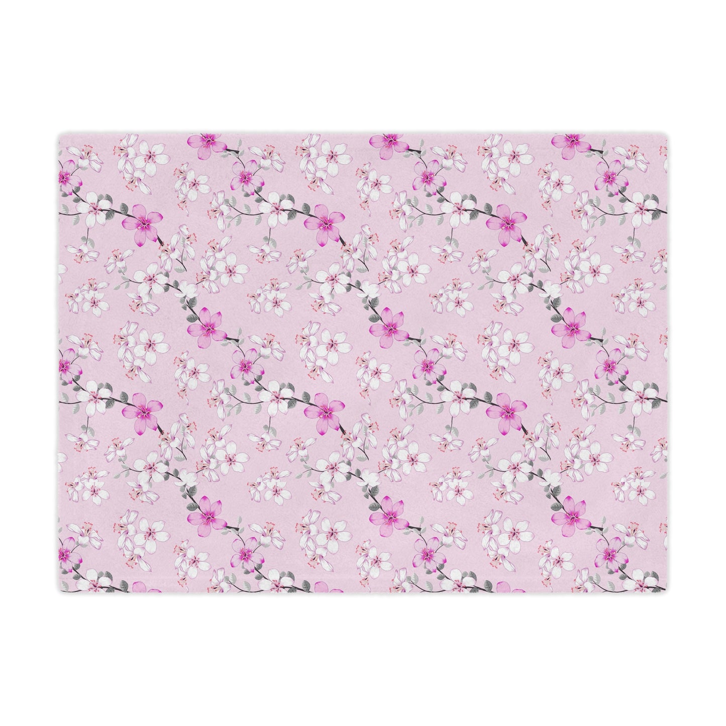 Floral Pink Cherry Blossom Minky Blanket