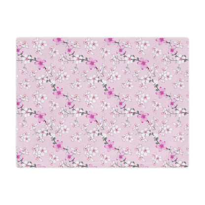 Floral Pink Cherry Blossom Minky Blanket