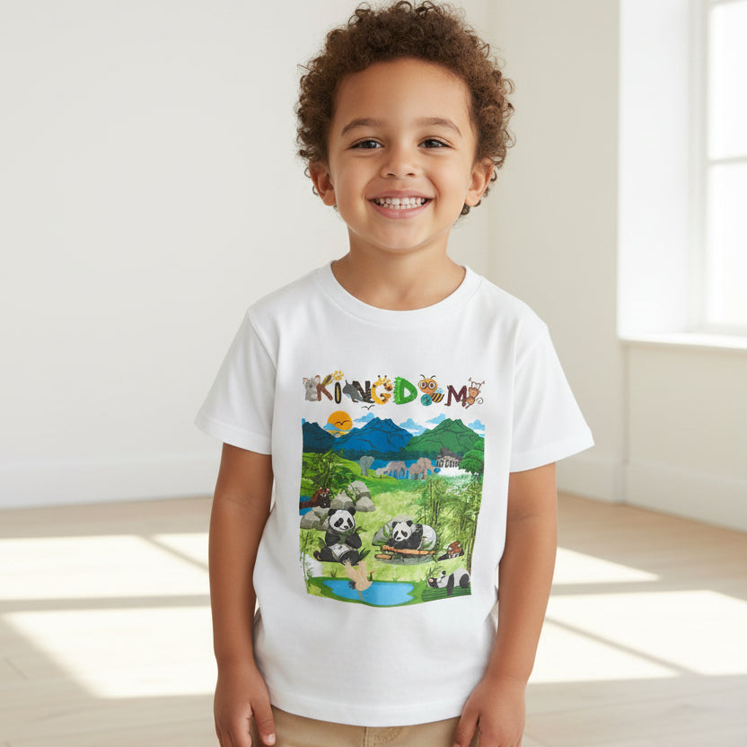 Wild Animals Graphic Toddler T-Shirt, Nature Theme Jungle Safari Shirt, Heavy Cotton Top for Kids