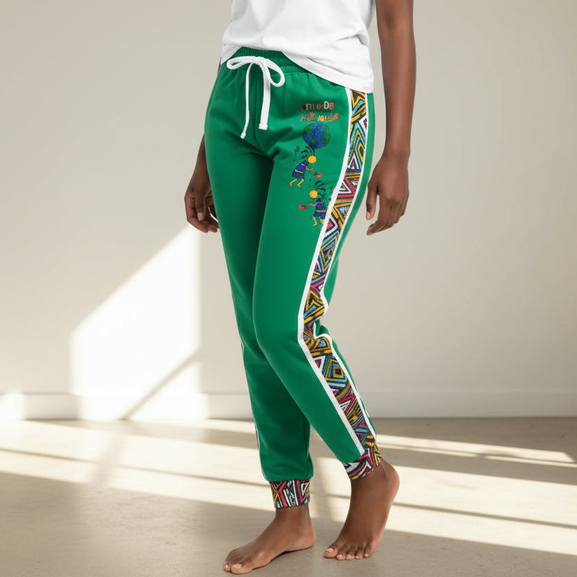 Handcrafted Afro Music Cartoon Art Athletic Joggers, Unisex Sweatpants