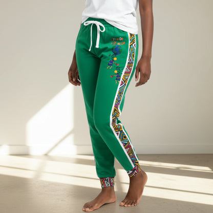 Handcrafted Afro Music Cartoon Art Athletic Joggers, Unisex Sweatpants