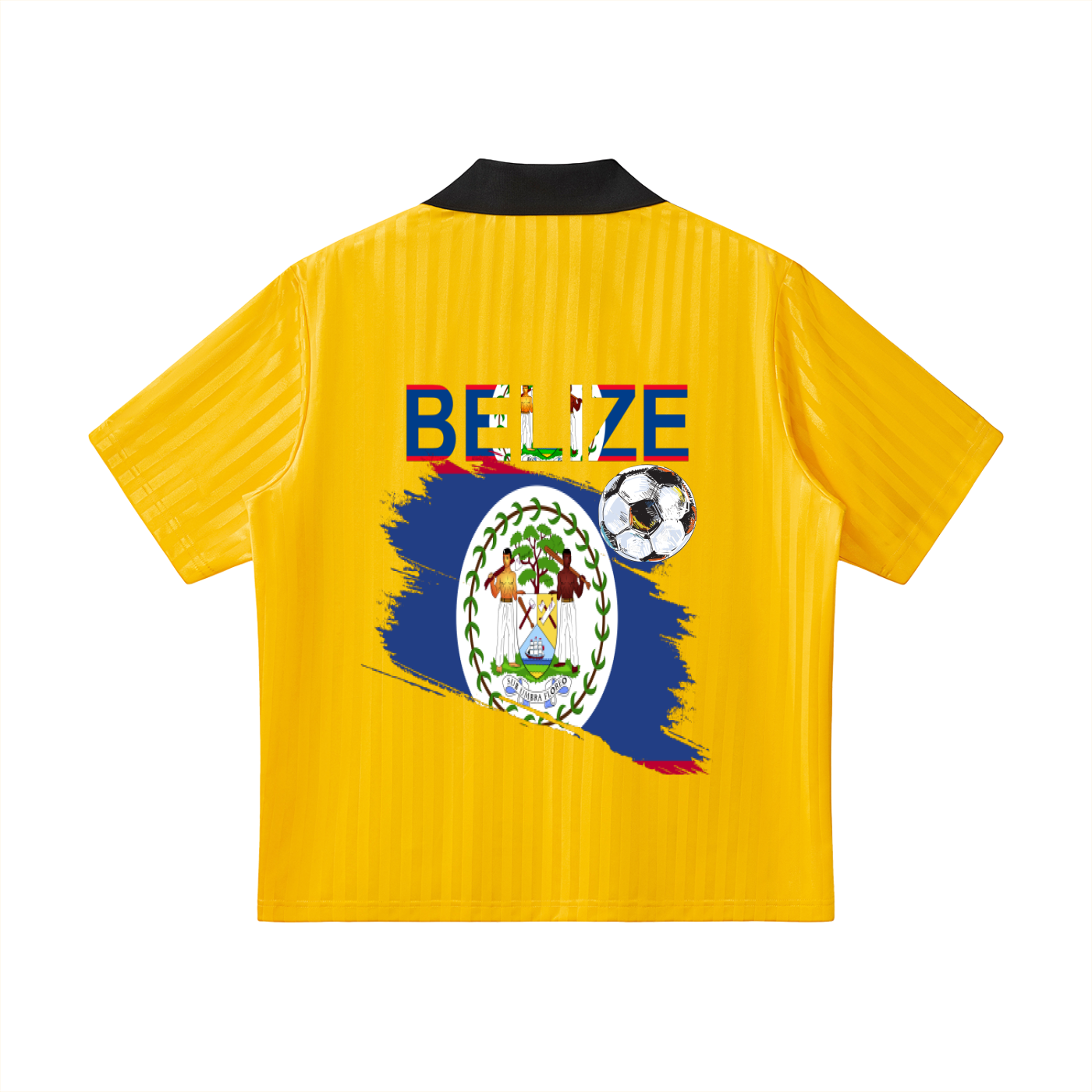 Belize  Flag Themed Contrast Collar Striped Unisex Soccer Jersey