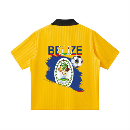 Belize  Flag Themed Contrast Collar Striped Unisex Soccer Jersey