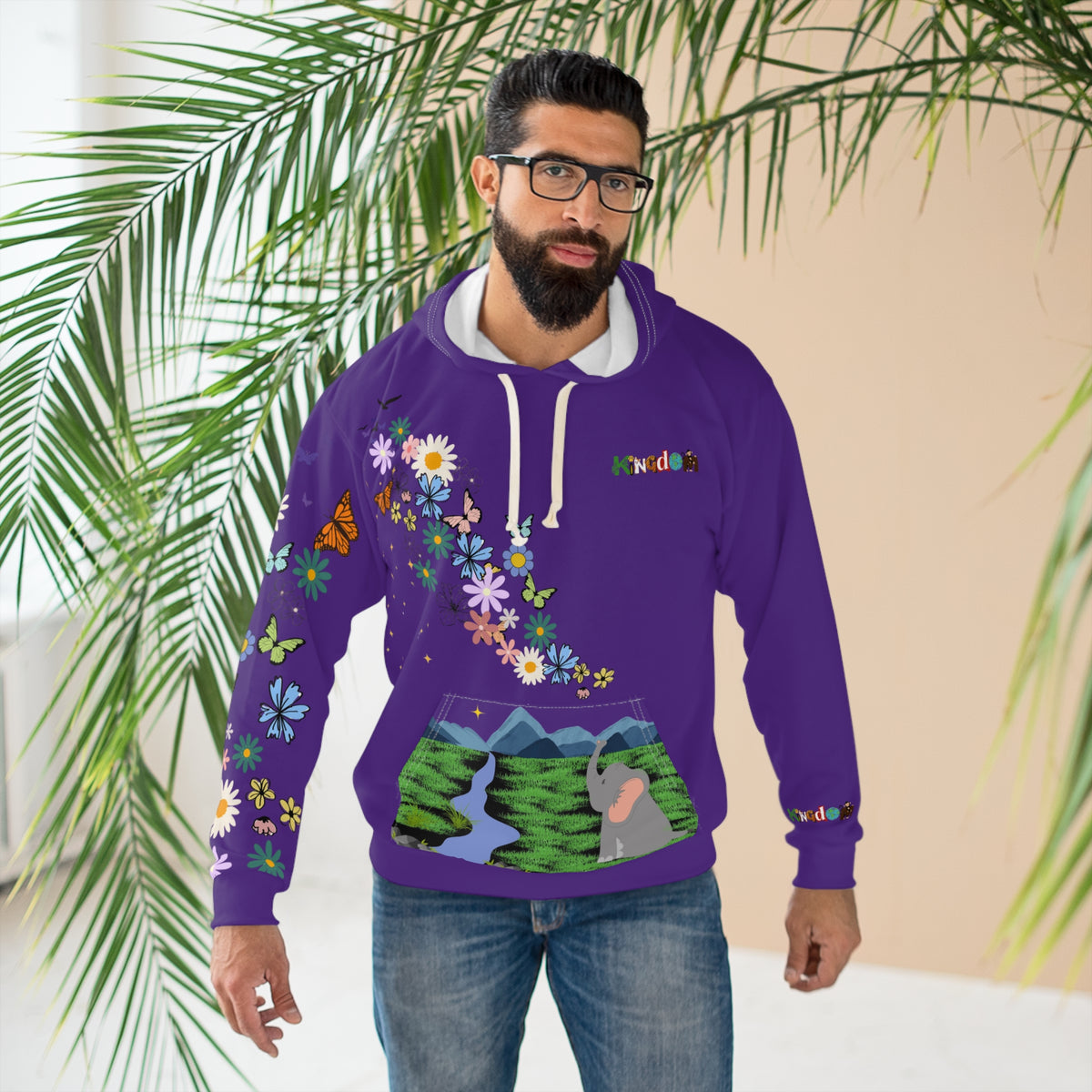 Elephant Floral Unisex Pullover Hoodie, Graphic Sweatshirt, Animal Lover Gift, Boho Clothing Printify