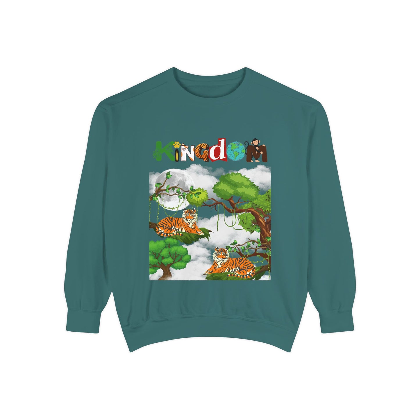 Tiger Jungle Unisex Sweatshirt, Wild Animals Garment-Dyed Jumper, Wildlife Sweatshirt, Tiger Print