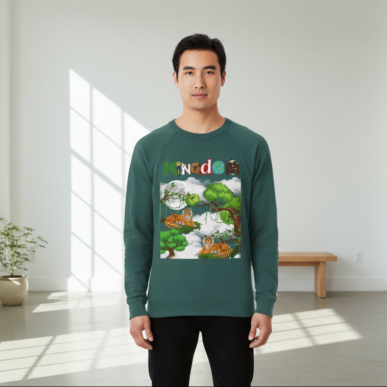 Tiger Jungle Unisex Sweatshirt, Wild Animals Garment-Dyed Jumper, Wildlife Sweatshirt, Tiger Print Printify