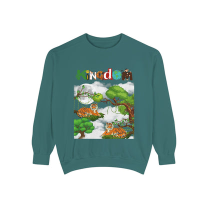 Tiger Jungle Unisex Sweatshirt, Wild Animals Garment-Dyed Jumper, Wildlife Sweatshirt, Tiger Print