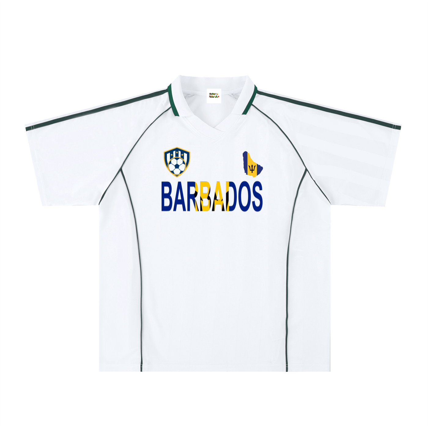 Barbados Flag Shadow Stripe Collared Soccer Jersey