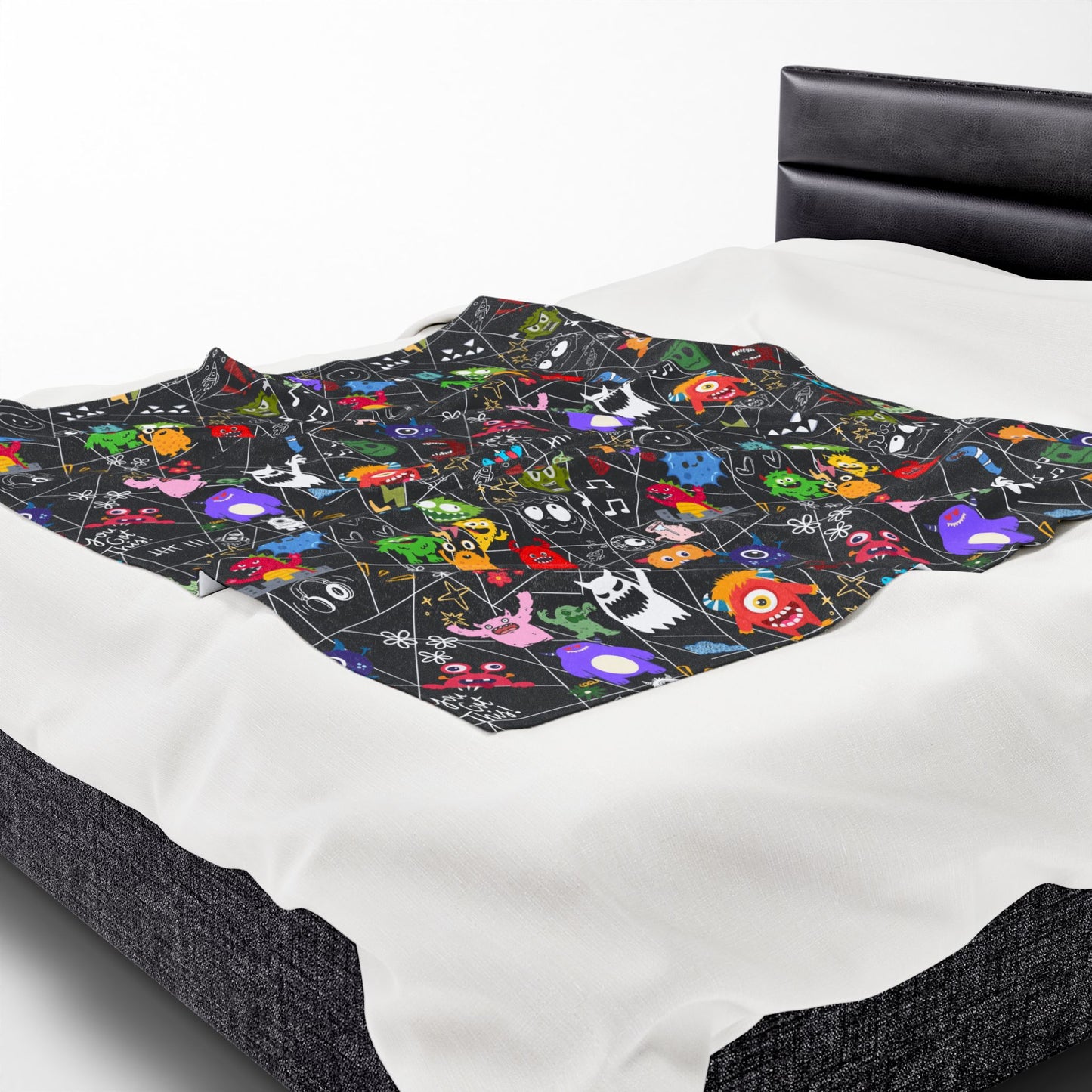 Whimsical Monsters Velveteen Plush Blanket, Soft Fleece Throw, Cozy Bedspread