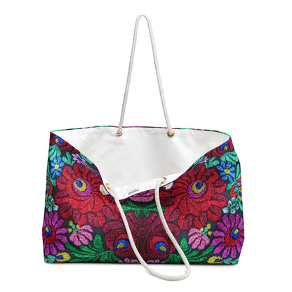 Boho Floral Weekender Bag — Vibrant Embroidered-Inspired Travel Tote