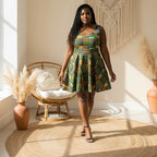 African Kente Print Skater Dress Printify