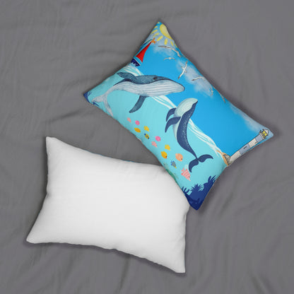 Whale Watching Lumbar Pillow - Coastal Decor for Beach Lovers