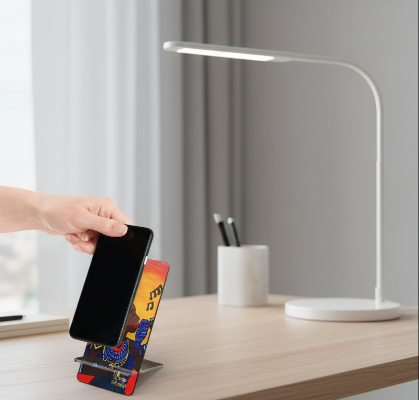 Artistic Smartphone Display Stand - Vibrant Music Theme Printify