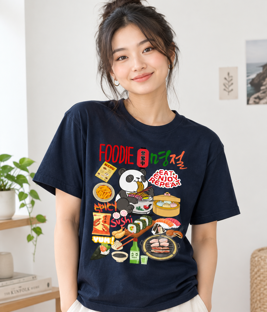 Asian Foodie Enthusiast Graphic Unisex Oversized T-Shirt
