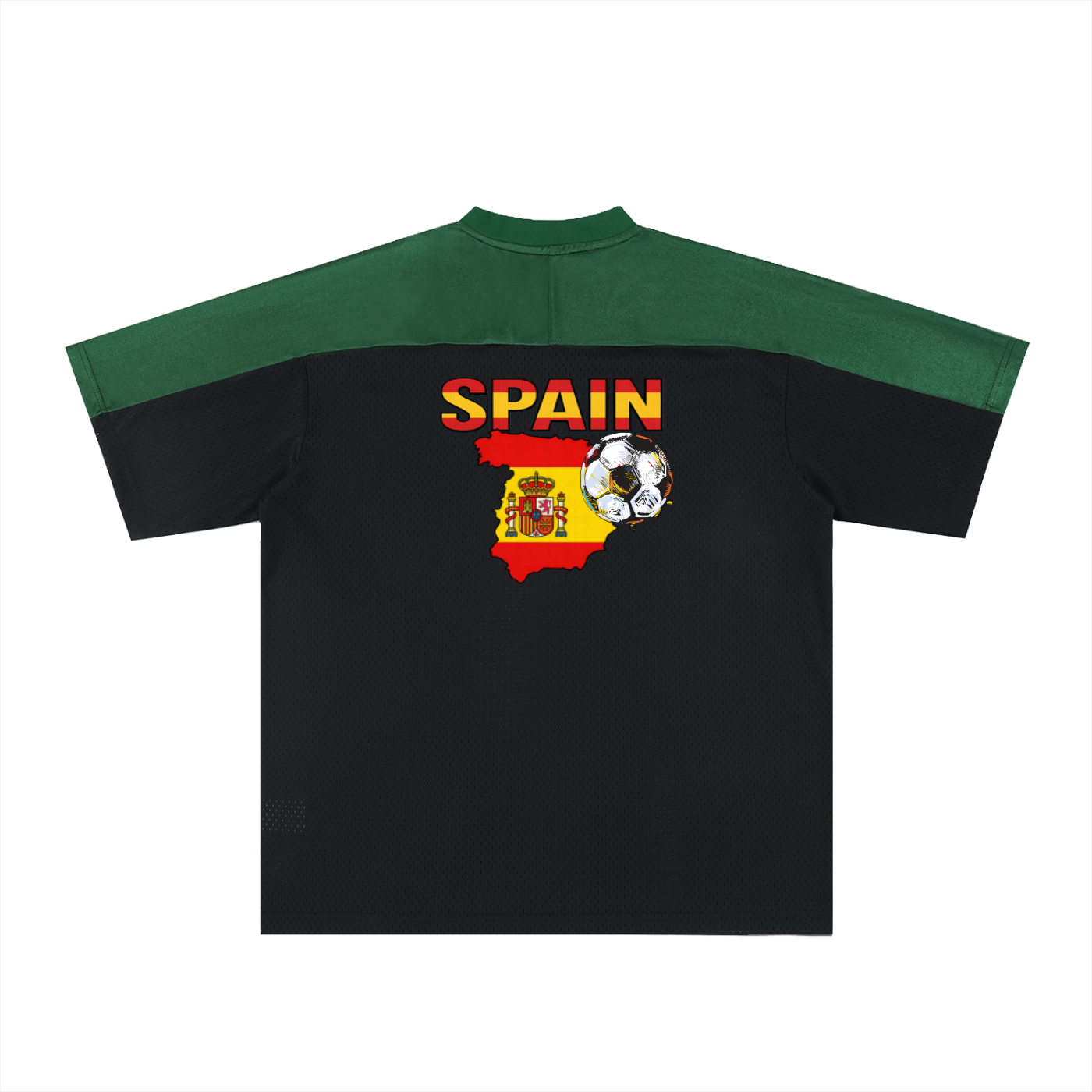 Spain Flag Themed Graphic Mesh V-Neck Soccer Jersey