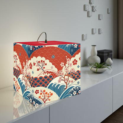 Japanese Wave & Cherry Blossom Light Cube Lamp