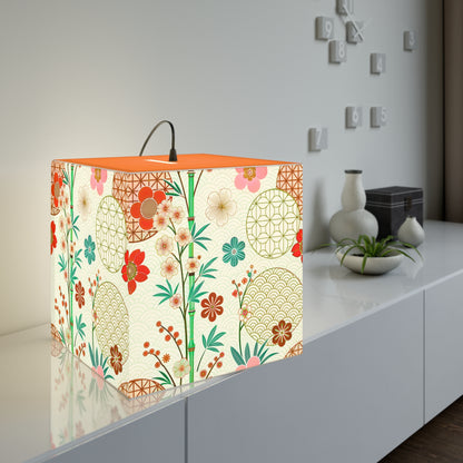 Japanese Floral Cube Lamp — Vintage Sakura Pattern Light Cube