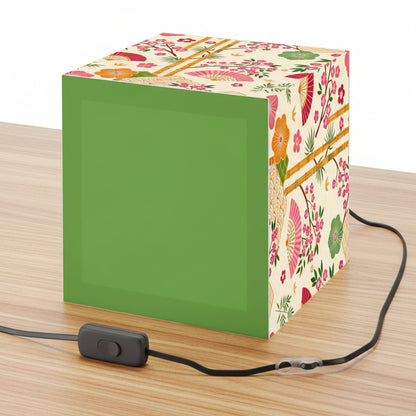 Japanese Floral Cube Lamp — Sakura Fans & Bamboo Light Cube