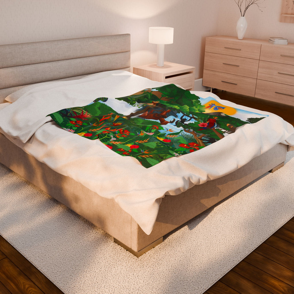 Jungle Adventure Velveteen Plush Blanket - Soft and Cozy for Kids and Adults Printify
